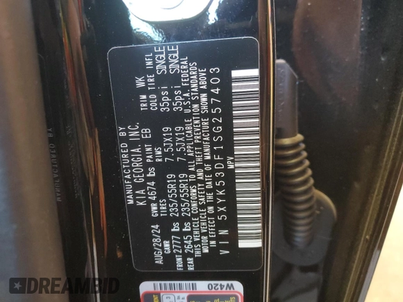 2025 Kia Sportage SX-Prestige z VIN 5XYK53DF1SG257403, wystawiony jako Copart lot #45672505 z przebiegiem 1 273 mil mil oraz Szkoda całkowita • Salvage title. Historia ofert i sprzedaży dostępna na DreamBid. Obrazek 14.
