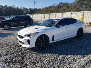 2020 Kia Stinger GT-Line with VIN KNAE15LA2L6078525, listed as a Copart auction lot 81990594 with 75,546 mi miles and Salvage Title. Bid and sale history available at carsss.com. Image 1.