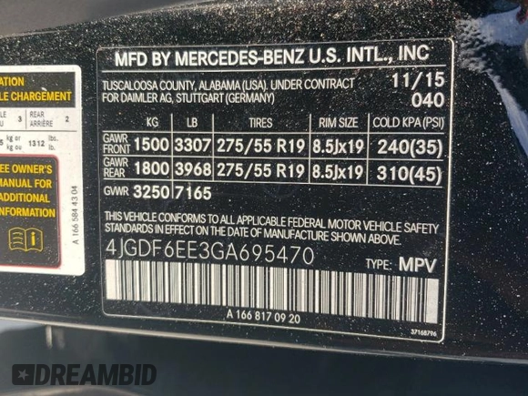 2016 Mercedes-Benz GL with VIN 4JGDF6EE3GA695470, listed as a Copart auction lot 74611604 with 127,417 mi miles and Salvage Title. Bid and sale history available at carsss.com. Image 16.