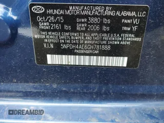 2016 Hyundai Elantra SE with VIN 5NPDH4AE6GH781888, listed as a Copart auction lot 61032035 with 55,652 mi miles and Salvage title. Bid and sale history available at DreamBid. Image 13.