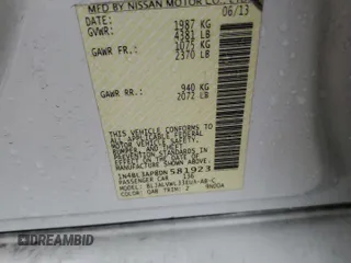 2013 Nissan Altima SV z VIN 1N4BL3AP8DN581923, wystawiony jako Copart lot #53995255 z przebiegiem 191 538 mil mil oraz Szkoda całkowita • Salvage title. Historia ofert i sprzedaży dostępna na DreamBid. Obrazek 12.