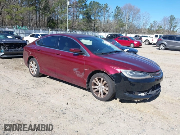 2015 Chrysler 200 Limited with VIN 1C3CCCAB3FN684029, listed as a IAAI auction lot 41824665 with 133,573 mi miles and . Bid and sale history available at carsss.com. Image 1.