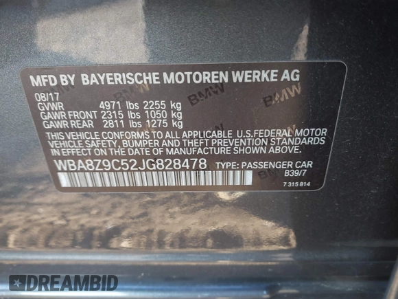 2018 BMW 3 Series 330i xDrive with VIN WBA8Z9C52JG828478, listed as a IAAI auction lot 41326732 with 86,463 mi miles. Bid and sale history available at carsss.com. Image 9.