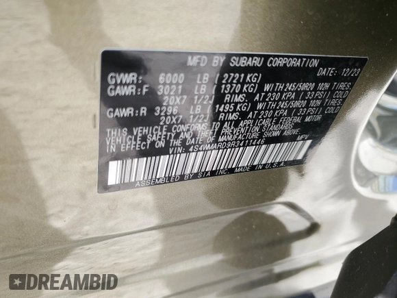 2024 Subaru Ascent Limited with VIN 4S4WMARD9R3411446, listed as a Copart auction lot 41468015 with 16,814 mi miles and Salvage title. Bid and sale history available at DreamBid. Image 16.