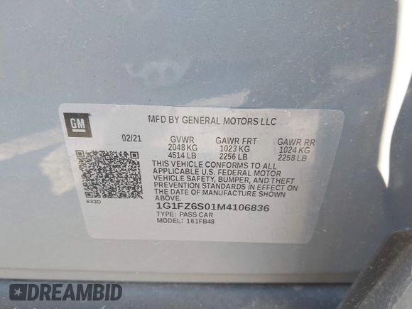 2021 Chevrolet Bolt EV Premier z VIN 1G1FZ6S01M4106836, wystawiony jako IAAI lot #42438764 z przebiegiem 27 894 mil mil oraz . Historia ofert i sprzedaży dostępna na DreamBid. Obrazek 9.