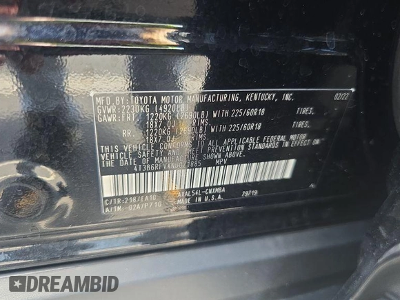 2022 Toyota RAV4 Hybrid XLE Premium z VIN 4T3B6RFVXNU071885, wystawiony jako IAAI lot #42730174 z przebiegiem 53 502 mil mil oraz . Historia ofert i sprzedaży dostępna na DreamBid. Obrazek 15.