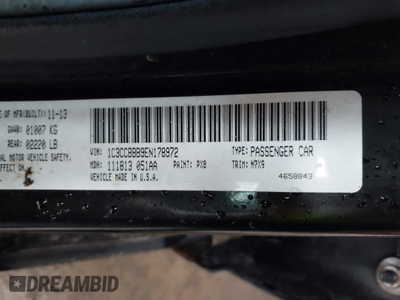 2014 Chrysler 200 Touring with VIN 1C3CCBBB9EN178972, listed as a IAAI auction lot 42197646 with Not Provided miles. Bid and sale history available at carsss.com. Image 9.