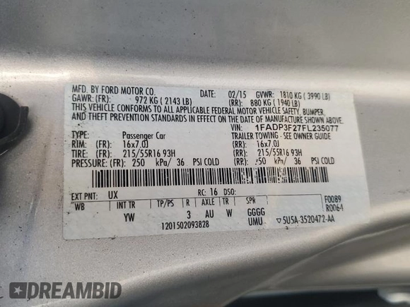2015 Ford Focus SE with VIN 1FADP3F27FL235077, listed as a Copart auction lot 53997645 with 74,238 mi miles and Salvage Title. Bid and sale history available at carsss.com. Image 12.