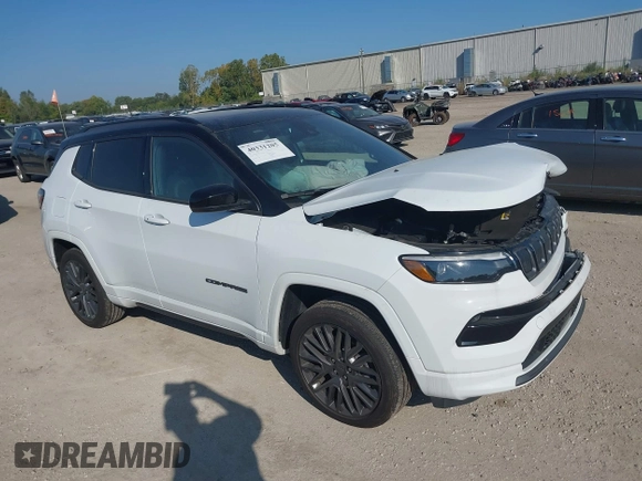 2022 Jeep Compass High Altitude with VIN 3C4NJDCB0NT164138, listed as a IAAI auction lot 40331205 with 23,505 mi miles and . Bid and sale history available at carsss.com. Image 1.