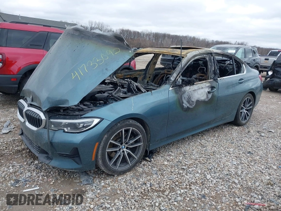 2020 BMW 3 Series 330i with VIN 3MW5R1J0XL8B12327, listed as a IAAI auction lot 41733092 with 1 mi miles. Bid and sale history available at carsss.com. Image 2.