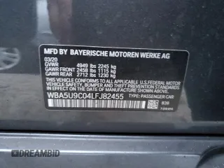 2020 BMW 3 Series M340i xDrive with VIN WBA5U9C04LFJ82455, listed as a Copart auction lot 70134262 with 38,736 mi miles. Bid and sale history available at carsss.com. Image 12.