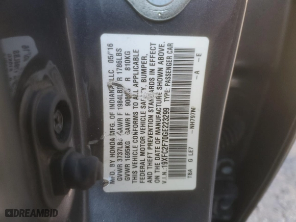 2016 Honda Civic Sedan EX with VIN 19XFC2F70GE223299, listed as a Copart auction lot 47004345 with 99,965 mi miles and Salvage Title. Bid and sale history available at carsss.com. Image 15.