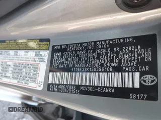 2005 Toyota Camry LE with VIN 4T1BF32K15U596108, listed as a IAAI auction lot 41768307 with Not Provided miles and . Bid and sale history available at DreamBid. Image 9.