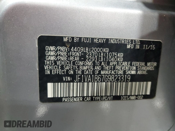 2016 Subaru WRX z VIN JF1VA1B67G9823319, wystawiony jako Copart lot #56790565 z przebiegiem 150 603 mil mil oraz Szkoda całkowita • Salvage title. Historia ofert i sprzedaży dostępna na DreamBid. Obrazek 13.