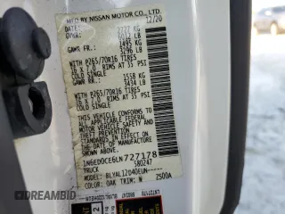 2020 Nissan Frontier S with VIN 1N6ED0CE6LN727178, listed as a Copart auction lot 52935815 with 51,617 mi miles and Salvage title. Bid and sale history available at DreamBid. Image 12.