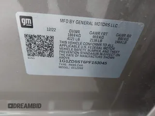 2023 Chevrolet Malibu LT with VIN 1G1ZD5ST6PF153045, listed as a IAAI auction lot 42152582 with 54,813 mi miles and . Bid and sale history available at DreamBid. Image 9.