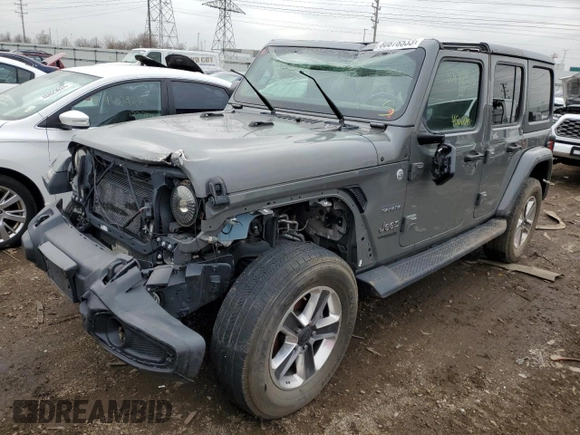 2021 Jeep Wrangler Unlimited Sahara High Altitude with VIN 1C4HJXEG3MW614509, listed as a Copart auction lot 80878533 with 45,660 mi miles and Clean title. Bid and sale history available at DreamBid. Image 1.
