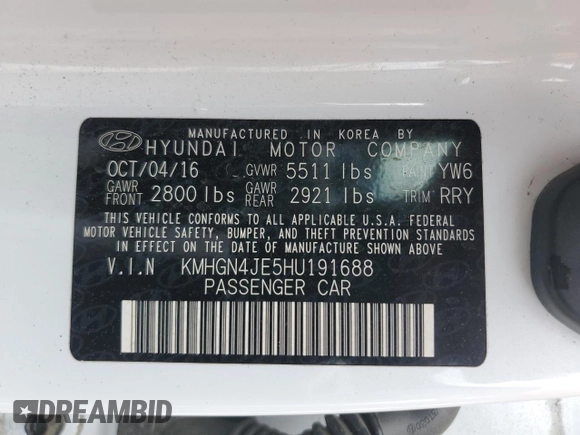 2017 Genesis G80 3.8L with VIN KMHGN4JE5HU191688, listed as a Copart auction lot 51526025 with 109,842 mi miles and Salvage Title. Bid and sale history available at carsss.com. Image 13.