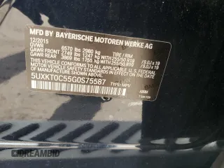 2016 BMW X5 xDrive40e with VIN 5UXKT0C55G0S75587, listed as a Copart auction lot 55342885 with 84,779 mi miles and Clean Title. Bid and sale history available at DreamBid. Image 13.