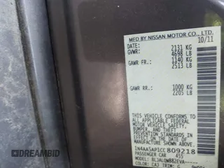 2012 Nissan Maxima S with VIN 1N4AA5AP1CC809218, listed as a IAAI auction lot 42577951 with 98,508 mi miles and . Bid and sale history available at DreamBid. Image 9.