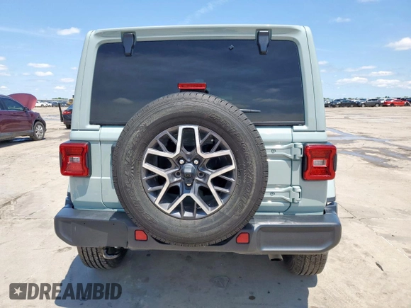 2024 Jeep Wrangler Sahara with VIN 1C4PJXEN6RW106911, listed as a Copart auction lot 58937945 with 13,948 mi miles and Salvage title. Bid and sale history available at DreamBid. Image 6.