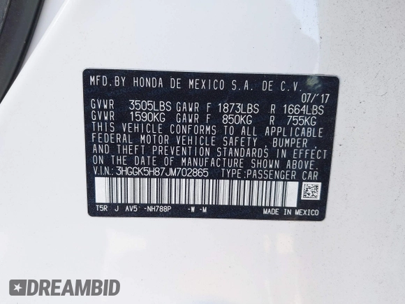 2018 Honda Fit EX с VIN 3HGGK5H87JM702865, выставлен на аукционе IAAI как лот 41225609 с пробегом 69 784 миль миль и . История ставок и продаж доступна на DreamBid. Изображение 9.
