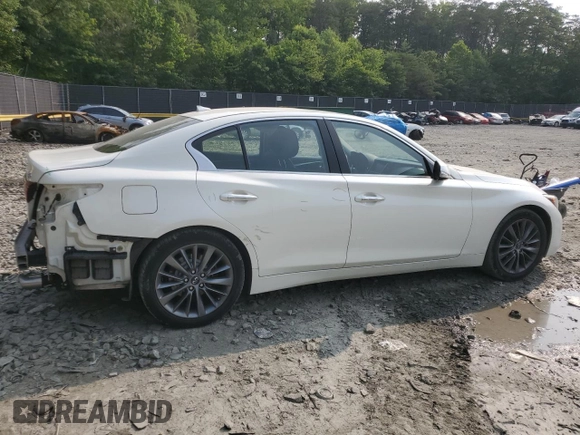 2019 Infiniti Q50 Luxe z VIN JN1EV7AP1KM512411, wystawiony jako Copart lot #59749125 z przebiegiem 83 347 mil mil oraz Szkoda całkowita • Salvage title. Historia ofert i sprzedaży dostępna na DreamBid. Obrazek 3.