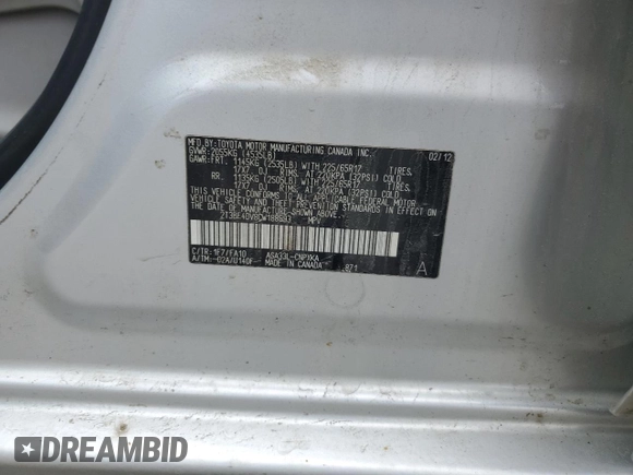 2012 Toyota RAV4 with VIN 2T3BF4DV8CW188593, listed as a Copart auction lot 55311805 with 146,367 mi miles and Salvage title. Bid and sale history available at DreamBid. Image 13.
