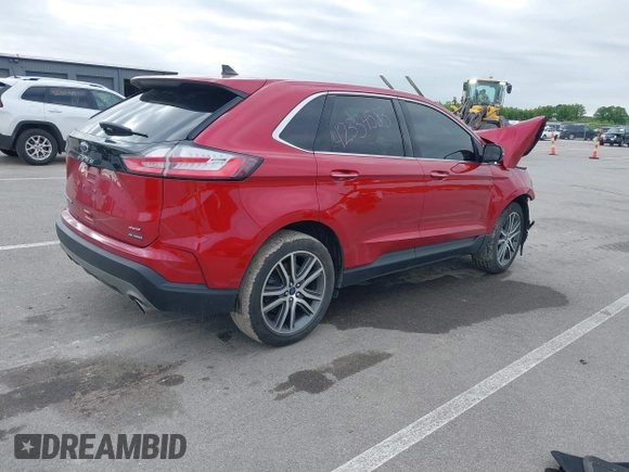 2021 Ford Edge Titanium with VIN 2FMPK4K91MBA16896, listed as a IAAI auction lot 42334583 with 37,508 mi miles and . Bid and sale history available at DreamBid. Image 4.
