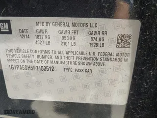 2015 Chevrolet Cruze LS with VIN 1G1PA5SH5F7153512, listed as a IAAI auction lot 42004713 with 166,693 mi miles. Bid and sale history available at carsss.com. Image 9.