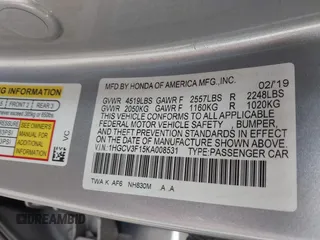 2019 Honda Accord with VIN 1HGCV3F15KA008531, listed as a IAAI auction lot 42593944 with 150,007 mi miles and . Bid and sale history available at DreamBid. Image 9.