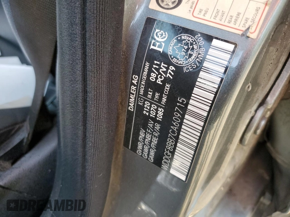 2012 Mercedes-Benz C 300 Sport with VIN WDDGF8BB7CA609715, listed as a Copart auction lot 59567445 with 176,385 mi miles and Salvage title. Bid and sale history available at DreamBid. Image 12.