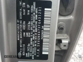 2015 Kia Optima EX with VIN 5XXGN4A7XFG431231, listed as a Copart auction lot 49119295 with 155,055 mi miles and Salvage Title. Bid and sale history available at carsss.com. Image 14.