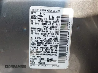 2013 Nissan Murano SV with VIN JN8AZ1MU5DW200652, listed as a IAAI auction lot 42576768 with 187,190 mi miles and . Bid and sale history available at DreamBid. Image 9.