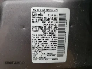 2012 Nissan Murano SV with VIN JN8AZ1MWXCW223585, listed as a Copart auction lot 63911744 with 92,879 mi miles and Salvage Title. Bid and sale history available at carsss.com. Image 15.