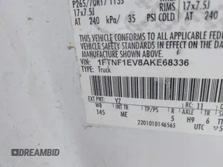 2010 Ford F-150 XL с VIN 1FTNF1EV8AKE68336, выставлен на аукционе IAAI как лот 41480913 с пробегом 147 829 миль миль и . История ставок и продаж доступна на DreamBid. Изображение 9.