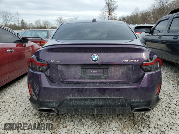 2024 BMW 2 Series M240i xDrive with VIN 3MW53CM02R8E08590, listed as a Copart auction lot 46720445 with 11,801 mi miles and Salvage Title. Bid and sale history available at carsss.com. Image 6.