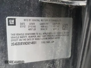 2012 Buick Regal Turbo Premium 1 с VIN 2G4GS5EV9C9214551, выставлен на аукционе Copart как лот 80124944 с пробегом 203 043 миль миль и Списание • Salvage title. История ставок и продаж доступна на DreamBid. Изображение 12.