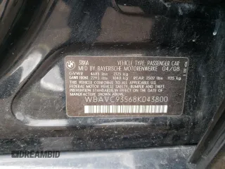 2008 BMW 3 Series 328xi z VIN WBAVC93568K043800, wystawiony jako Copart lot #49830315 z przebiegiem 183 075 mil mil oraz Szkoda całkowita • Salvage title. Historia ofert i sprzedaży dostępna na DreamBid. Obrazek 12.