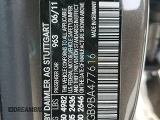 2011 Mercedes-Benz E 350 Luxury with VIN WDDHF5GB9BA477616, listed as a Copart auction lot 55775815 with 168,385 mi miles and Non Repairable. Bid and sale history available at DreamBid. Image 12.