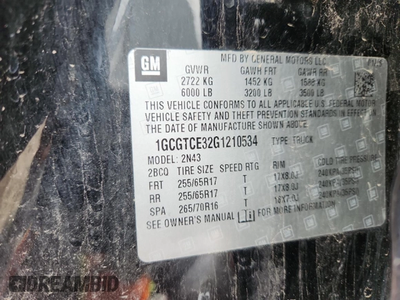 2016 Chevrolet Colorado 4WD LT z VIN 1GCGTCE32G1210534, wystawiony jako Copart lot #60881185 z przebiegiem 168 932 mil mil oraz Szkoda całkowita • Salvage title. Historia ofert i sprzedaży dostępna na DreamBid. Obrazek 12.