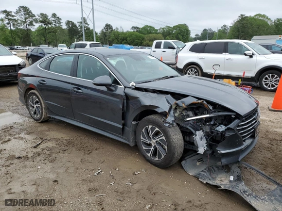 2021 Hyundai Sonata Hybrid Blue with VIN KMHL24JJ6MA021761, listed as a Copart auction lot 51301555 with 67,942 mi miles and Salvage Title. Bid and sale history available at carsss.com. Image 4.