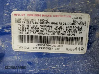 2012 Mitsubishi Lancer SE with VIN JA32V2FWXCU012069, listed as a Copart auction lot 49471465 with 169,363 mi miles and Non repairable. Bid and sale history available at DreamBid. Image 12.