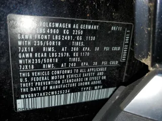2012 Volkswagen Tiguan SE with VIN WVGBV7AX2CW525234, listed as a Copart auction lot 61307915 with 123,938 mi miles and Clean title. Bid and sale history available at DreamBid. Image 13.