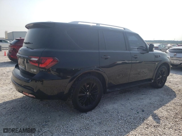 2019 Infiniti QX80 LUXE with VIN JN8AZ2NE2K9230913, listed as a Copart auction lot 57617074 with 95,985 mi miles and Salvage Title. Bid and sale history available at carsss.com. Image 3.