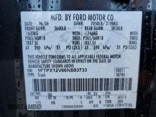 2006 Ford F-150 XL with VIN 1FTPX12V66NB83733, listed as a Copart auction lot 76929144 with 350,059 mi miles and Salvage Title. Bid and sale history available at carsss.com. Image 14.