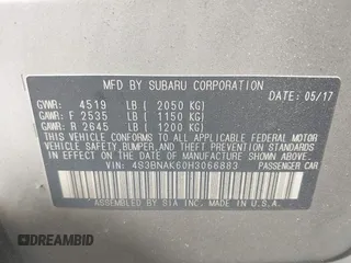 2017 Subaru Legacy Limited with VIN 4S3BNAK60H3066883, listed as a IAAI auction lot 41931927 with Not Provided miles and . Bid and sale history available at DreamBid. Image 9.