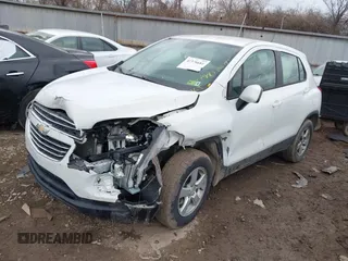 2016 Chevrolet Trax LS with VIN KL7CJNSB9GB559497, listed as a IAAI auction lot 41176681 with 106,794 mi miles. Bid and sale history available at carsss.com. Image 2.