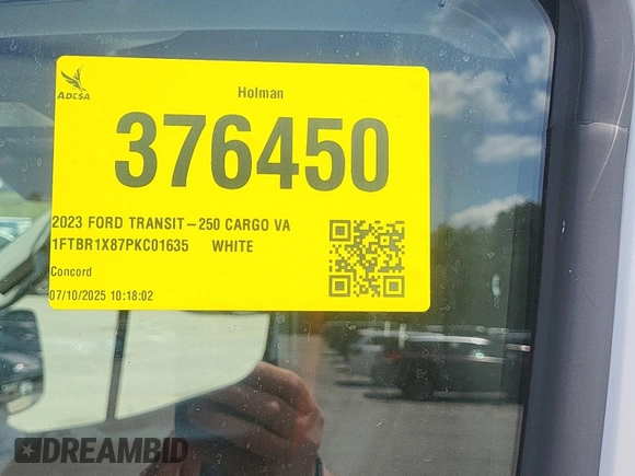 2023 Ford Transit Cargo with VIN 1FTBR1X87PKC01635, listed as a IAAI auction lot 42832727 with 17,348 mi miles and . Bid and sale history available at DreamBid. Image 39.