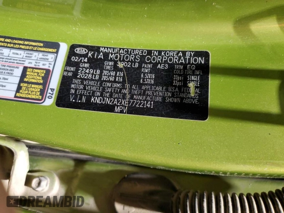 2014 Kia Soul with VIN KNDJN2A2XE7722141, listed as a Copart auction lot 45986365 with 157,075 mi miles and Salvage Title. Bid and sale history available at carsss.com. Image 14.